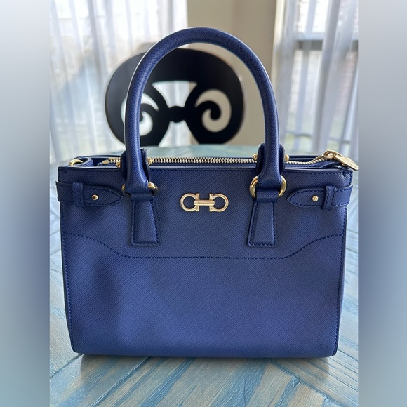 Salvatore Ferragamo Medium Blue Batik Leather Tote - Picture 7 of 16